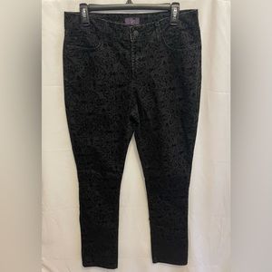 NYDJ Flocked Velvet Pattern Jeans Women’s 8 Whimsigoth Punk Skater Baroque Artsy